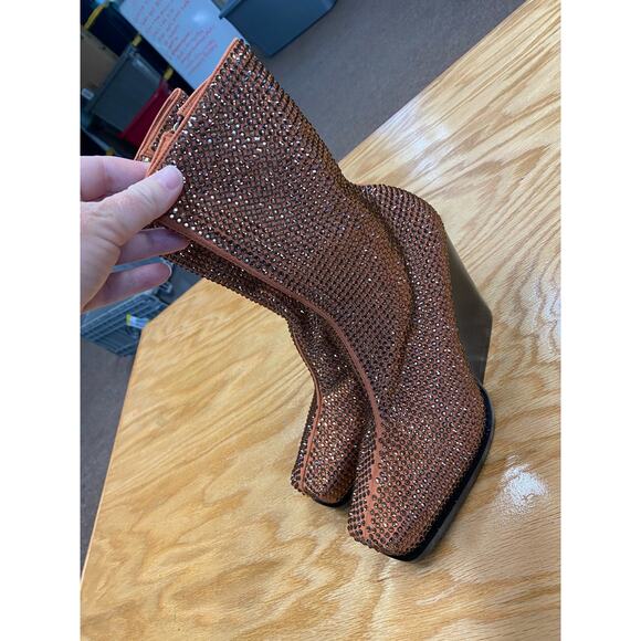 Stella McCartney Cowboy Crystal Embellished Booties Women's 8 Rust (s19) - Picture 2 of 15